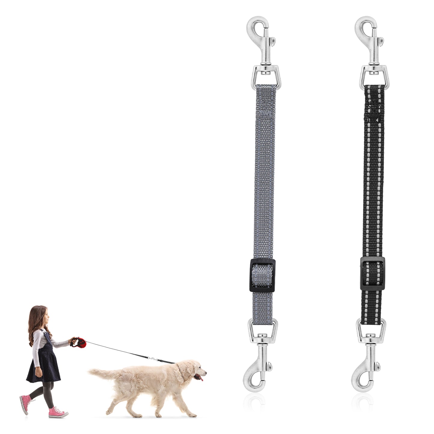 Molain Puppy Collar Clips - 2 Pcs Reflective Nylon Dog Backup Collar