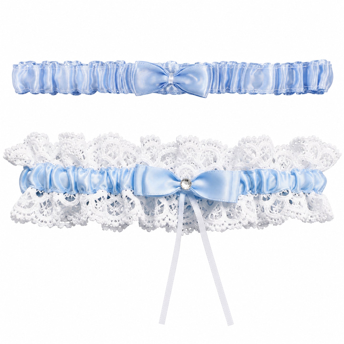HJZHII 2 Pcs Wedding Garters for Bride, Elegant Blue Garter for Wedding