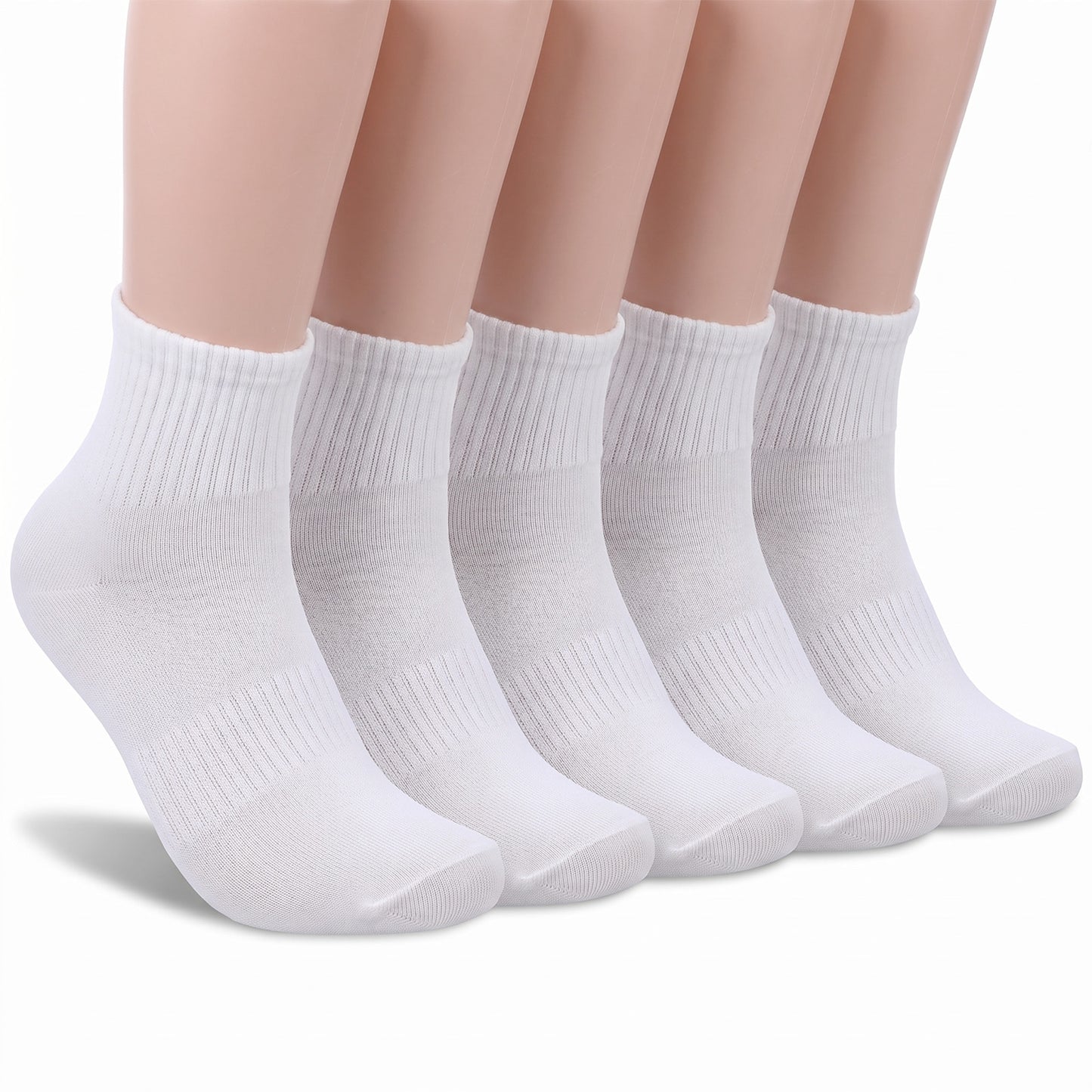 Molain 5 Pairs Men's White Cotton Socks, Breathable Dress Ankle Socks