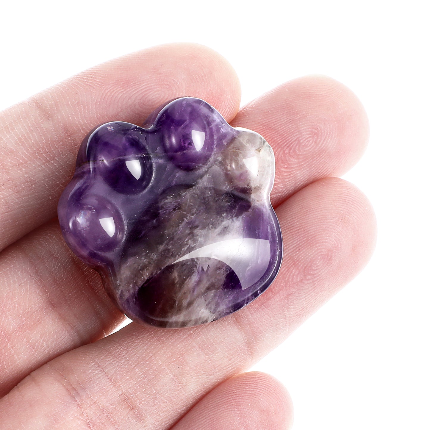 DOPENSPI Cat Paw Worry Stone for Anxiety Crystals, Hand Carved Cat Paw Amethyst Crystals Decorative Natural Stone Meditation Reiki Palm Stones Meditation Crystal for Relief Anxiety
