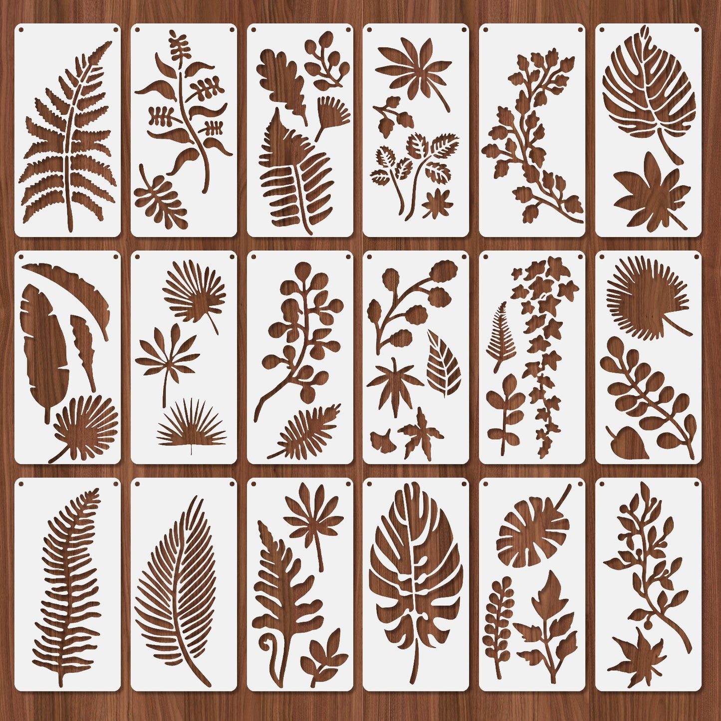JIYIN Pack of 18 Leaf Leaves Stencil, Nature Template for DIY Craft Reusable Leaf Painting Stencils Stencils for Painting On Wood Floral Stencils for Walls Vine Stencils for Home Decorations