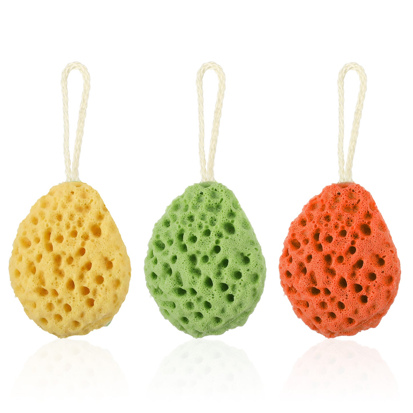 GEEHUA 3PCS Body Bath Sponges, 3Colors Soft Honeycomb Shower Sponges Exfoliating Deep Cleaning Body Scrub Sponge Shower Puff for Women Men