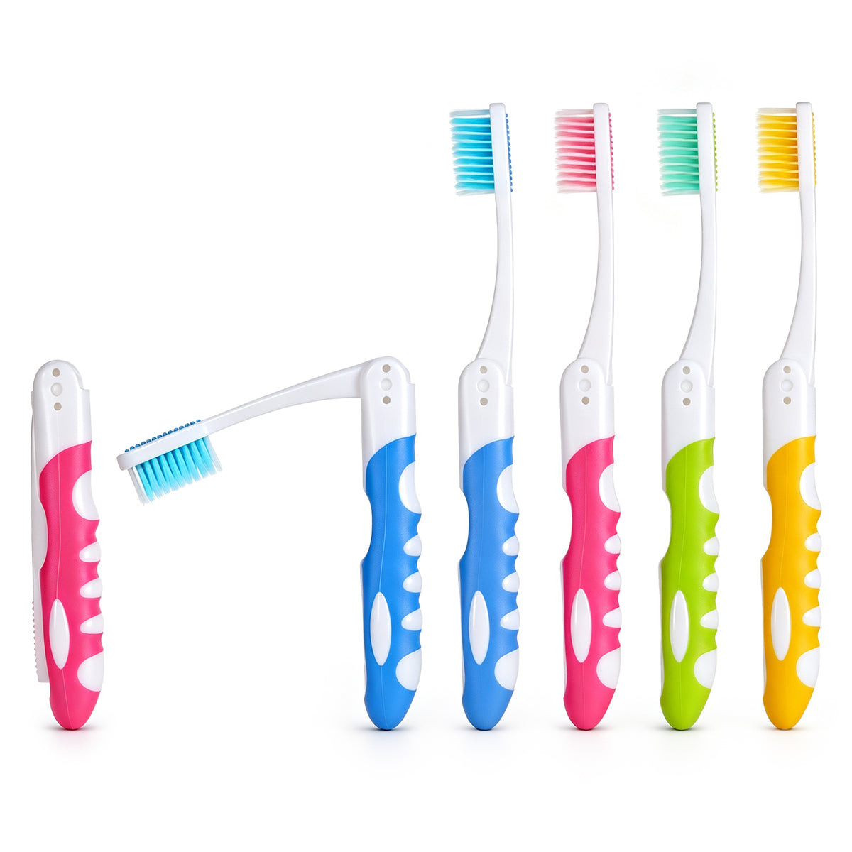 Jeffdad 6 Pcs Travel Toothbrush Set Travel Size Folding Toothbrush