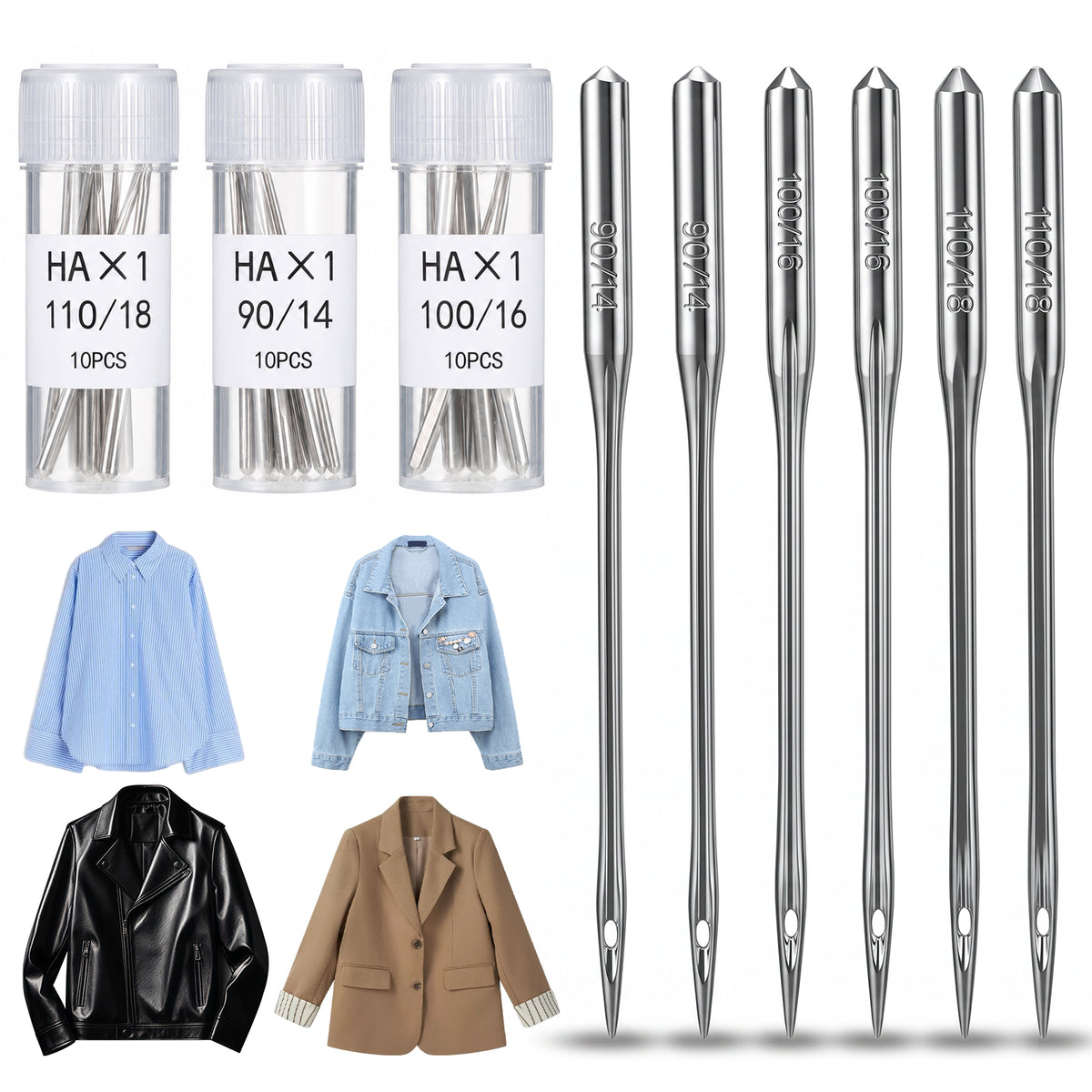 SULIKJHUI 60 Pcs Heavy Duty Sewing Machine Needles, Denim Sewing Needles