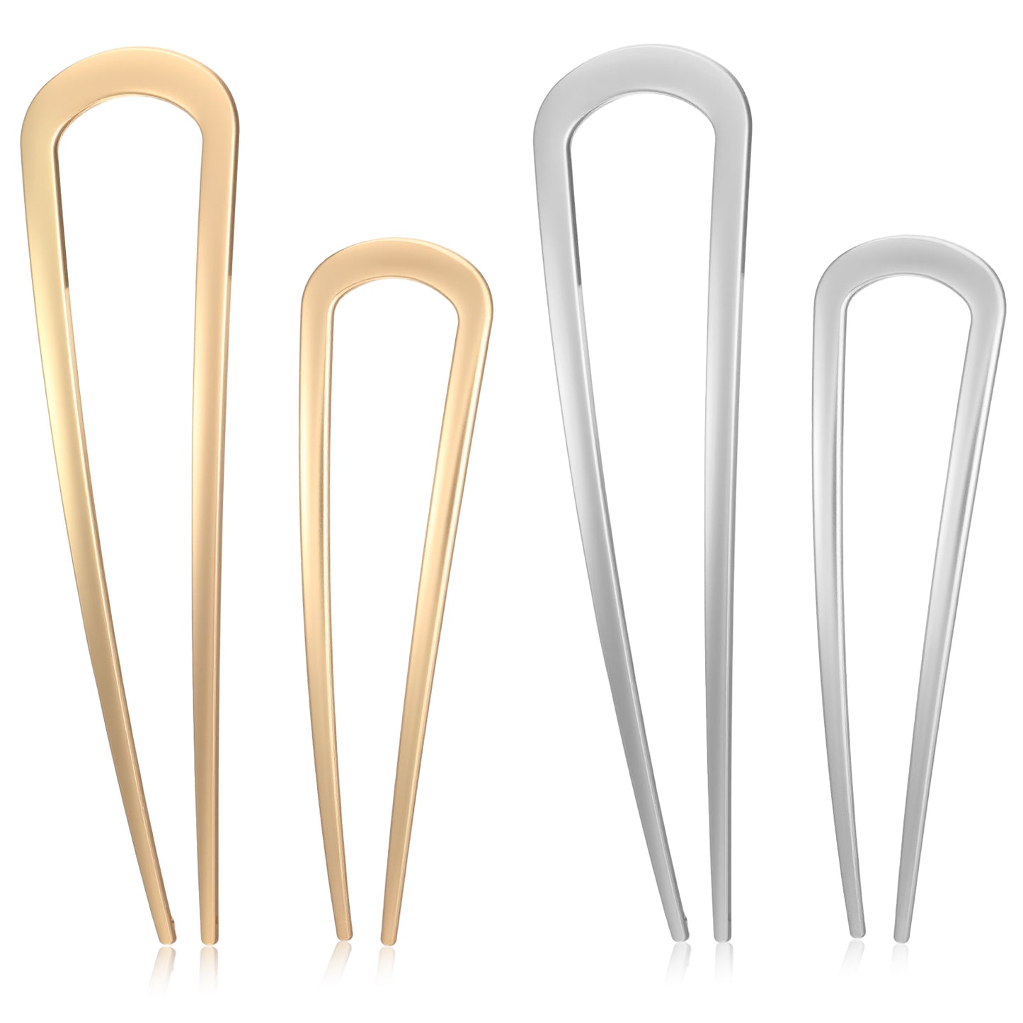LXUEJIE 4 pack U-Shaped French Hair Pins for Women, Metal Frenches Twisted Hair Pin, Metal French Twisted Hairs Pins for Women Girls, U-Shaped Pin for Buns Holds Updos, Buns, Twists, Chignons Securely