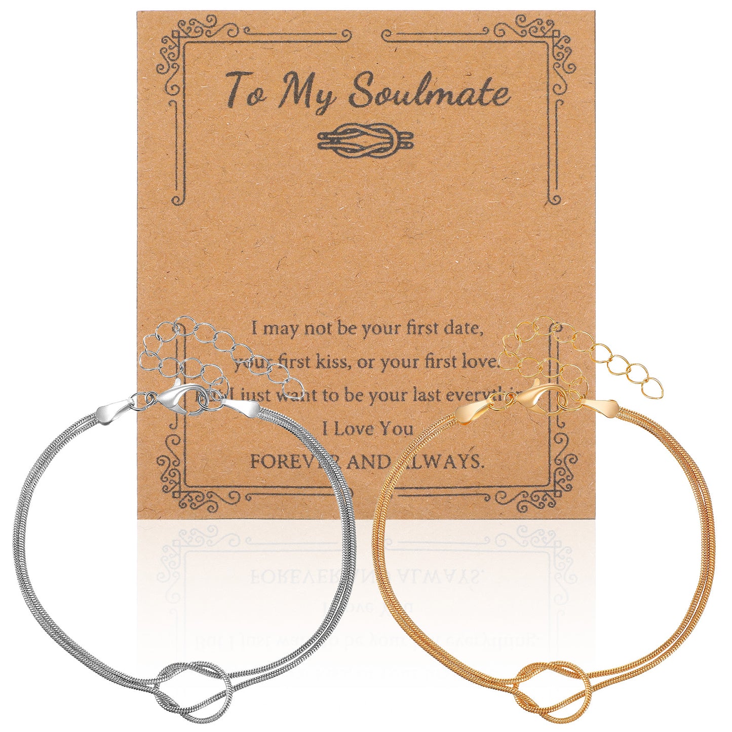 WJIAAA Best Friend Bracelets for 2, Gold Silve Adjustable Copper Matching Friendship Bracelets, Love Knot Design for BFF Sister Couple, Birthday Christmas Long Distance Gift