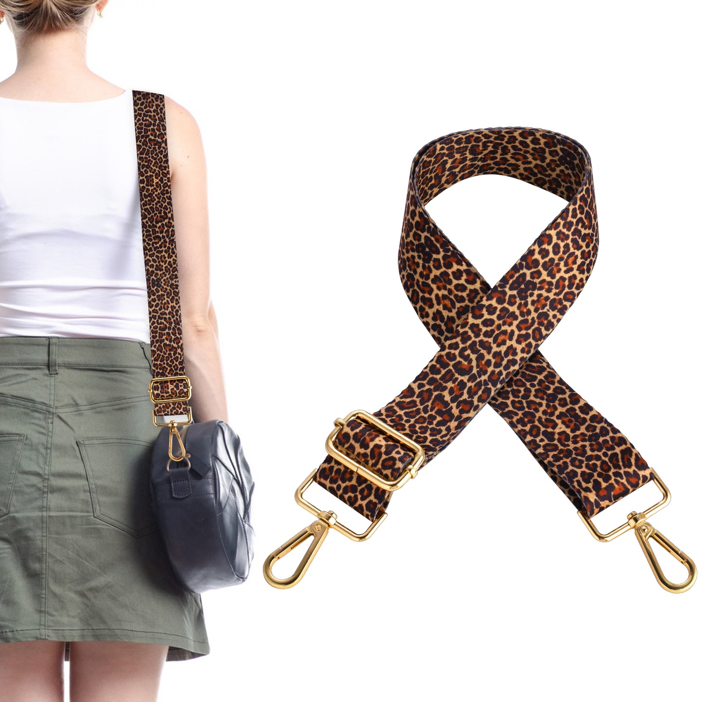 Molain Wide Shoulder Strap, Purse Strap Adjustable Replacement Shoulder Crossbody Strap Handbag Strap Handbag Leopard Crossbody Bag 1.5 inch Width (Leopard print)