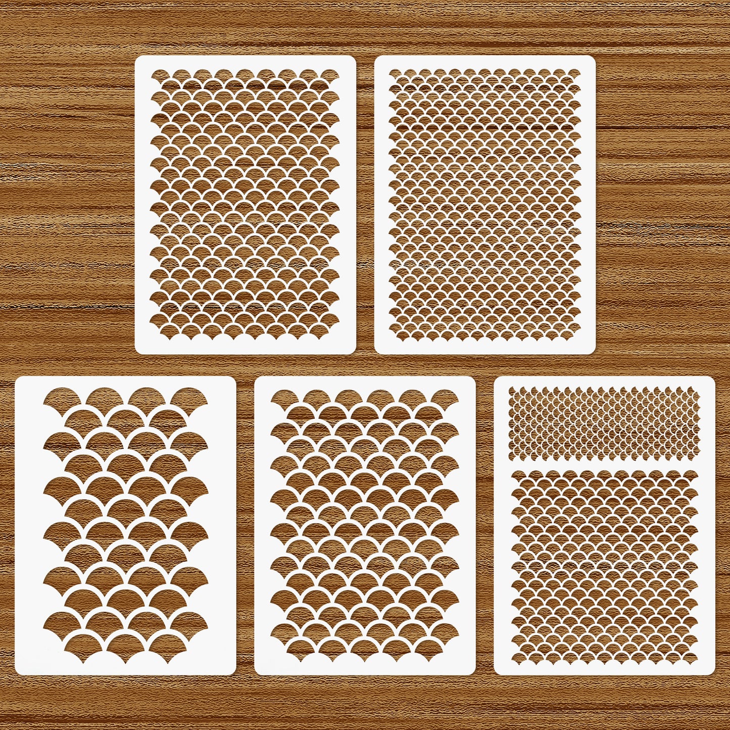 BOHUIZ Fish Scale Stencil for Painting Makeup, 5Pcs Reusable Face Painting Stencils DIY Art Painting Templates for Painting, Crafts, Wall Furniture
