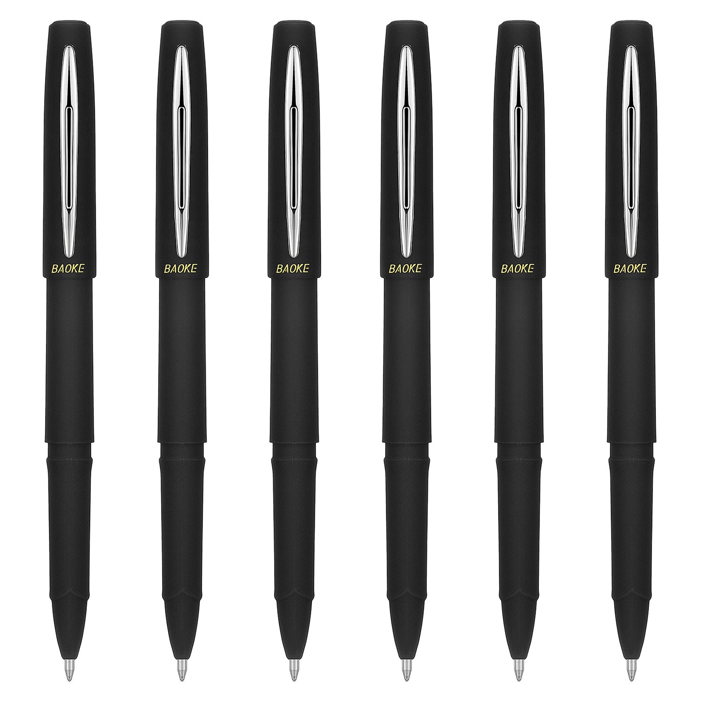 Yuanchu 6 PCS Black Ink Rollerball Pens 0.7mm Ballpoint Tip Smooth Writing Medium Point Tip Rollerball Pens for Writing Journaling Notes Taking School Office Supplies(0.7mm)