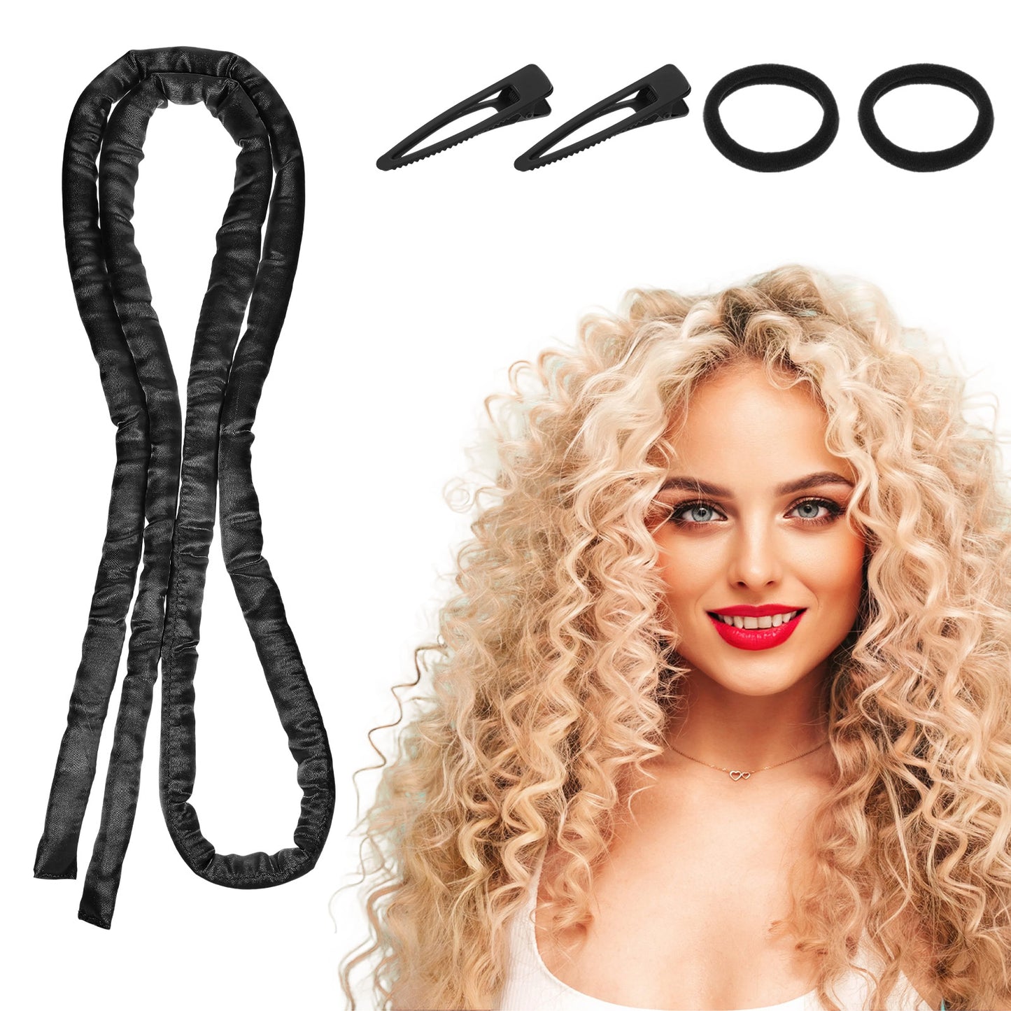 XLIUAX Heatless Curls Overnight Headband, Heatless Curling Rod Headband, Soft Hair Rollers for Short Long Hair No Heat Overnight Curls with Thin Curlers to Sleep In Lazy Natural Soft Wave DIY(Black)