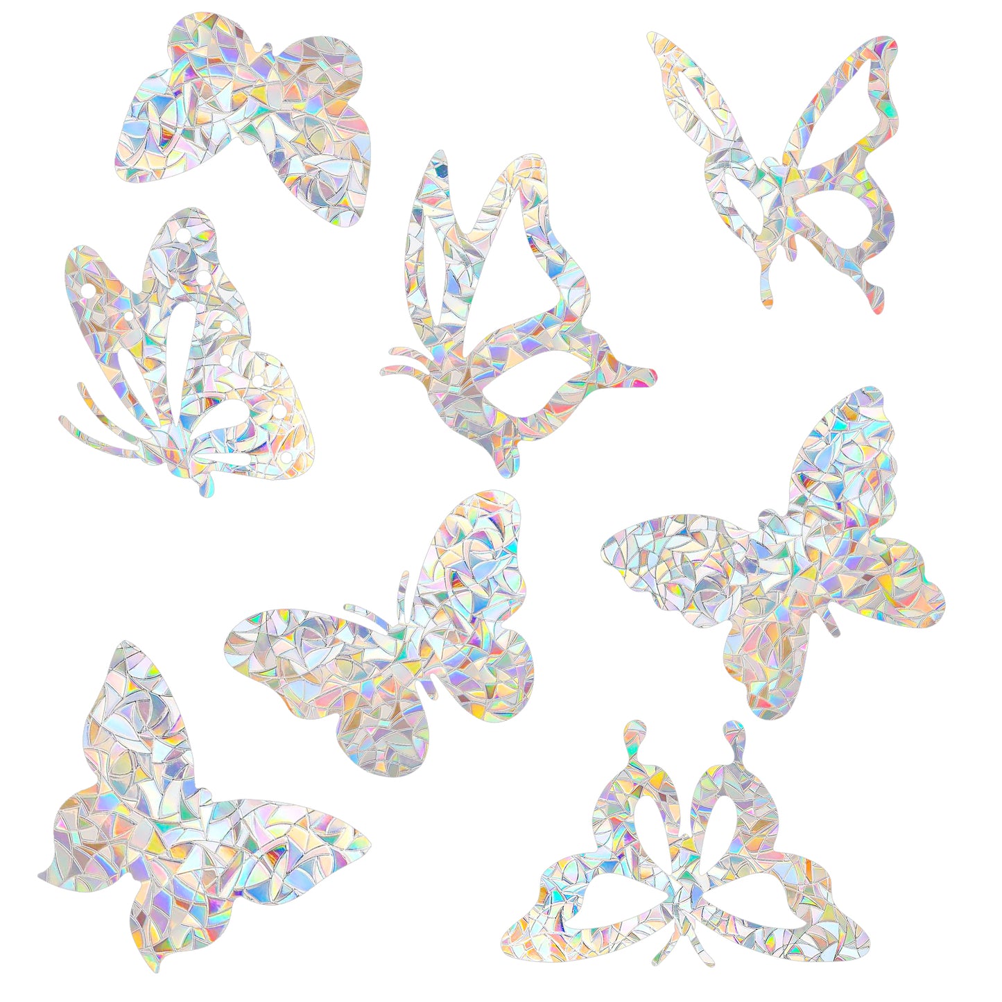 HJZHII 32 Pcs Bird Deterrent Window Clings, Window Decals Rainbow Windows Clings Transparent Butterfly Stickers Hitting Glass Door Windows for Bird Strikes No Glue Easy Remove