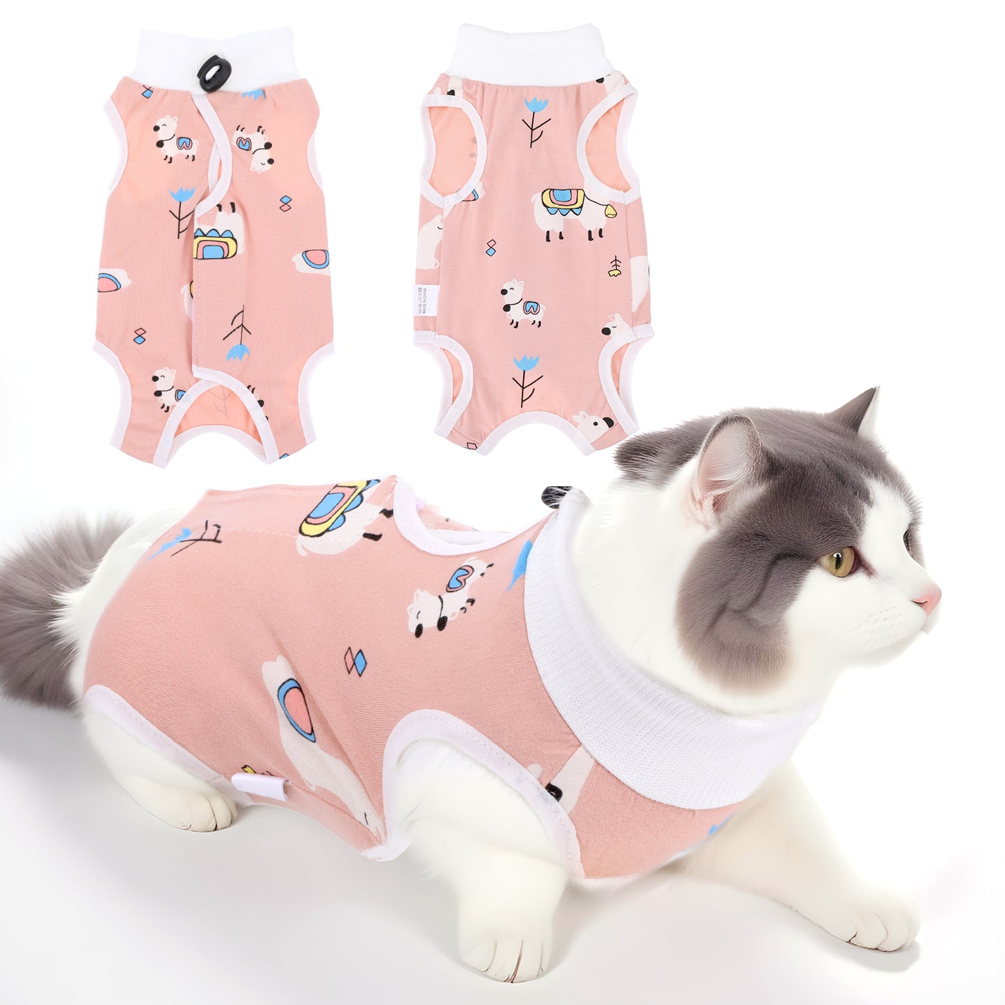 Yuanchu Cat Recovery Suit, Anti Licking Cat Clothes for Cats Breathable Cat Surgery Recovery Suit Female Cat Onesie for Cats After Surgery Cat Spay Recovery Suit Abdominal Wounds Skin Diseases (L)
