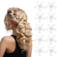 cobee Flower Girl Hair Accessories, Mini Rhinestone Hair Clip Wedding Hair Accessories, White Five Petal Flower Hair Clip Decorative Wedding and Bridal Hair Clips for Girls and Women(10pcs white)