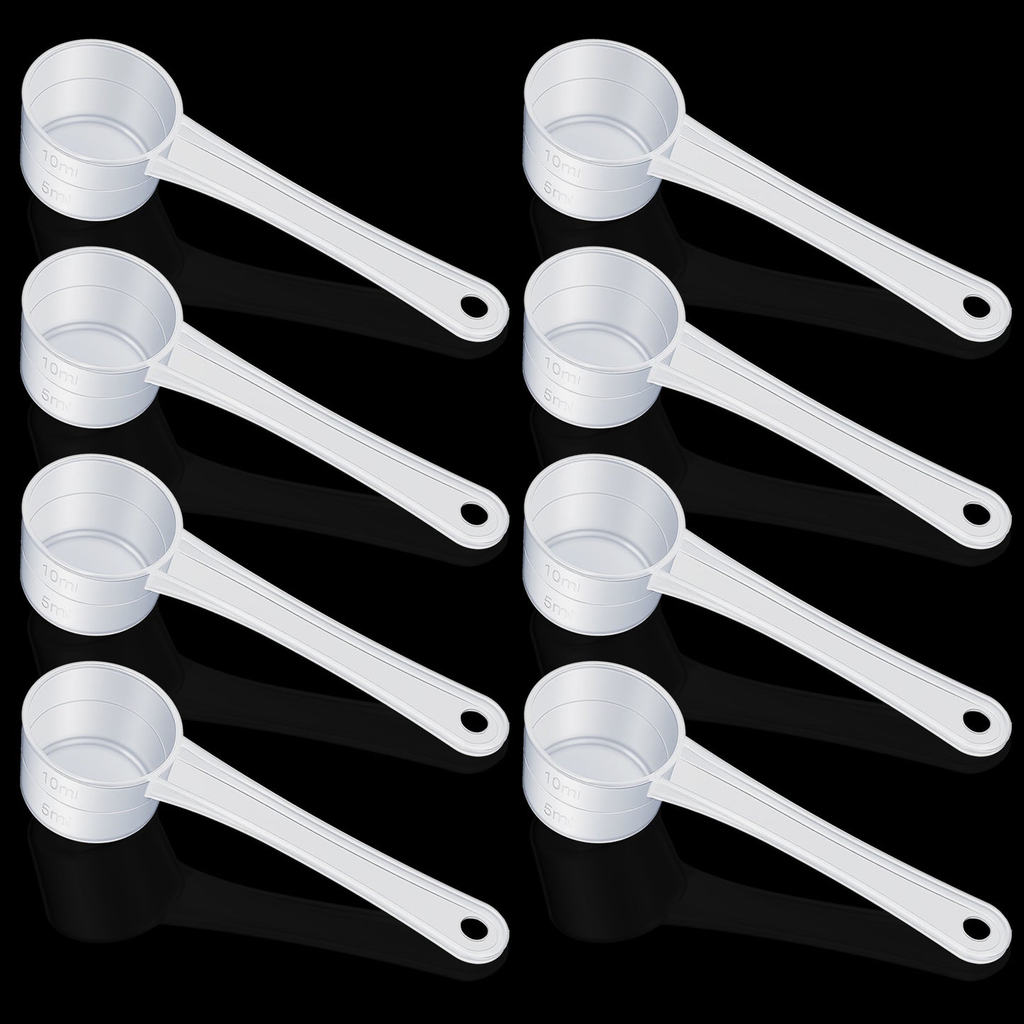 TIESOME 8 Pcs Protein Scoop, 10ml Measuring Scoop with Markings, Reusable Plastic Scoops for Protein Powder, Milk Powder, Flour, 5g Portion, Kitchen Supplies, Transparent