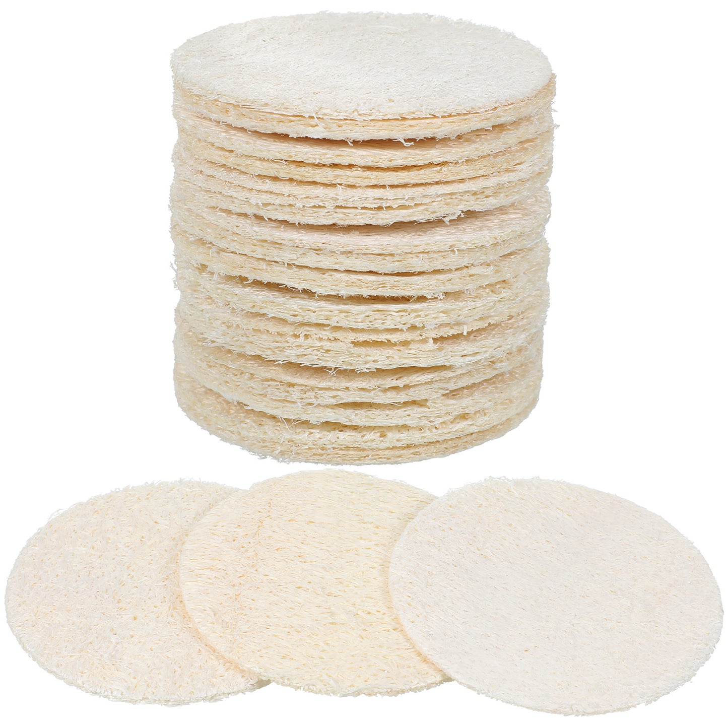 TIESOME 25 Pcs Natural Loofah Exfoliating Face Pads, Gentle Facial Exfoliating Body for Daily Cleansing, Makeup & Dead Skin Removal (2.36 Inch)