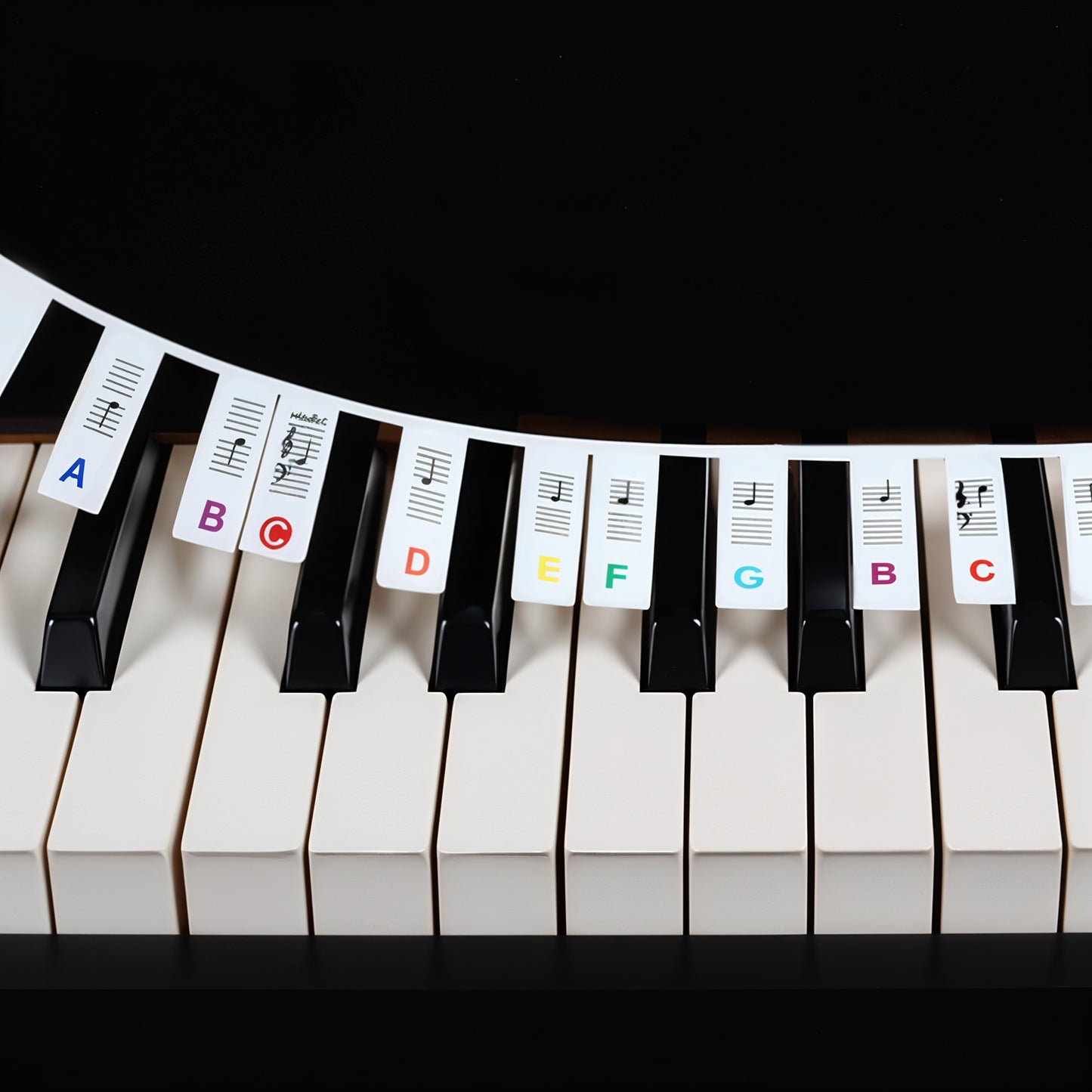 JIYIN Removable Piano Keyboard Note Labels, 61 Key Full Size Silicone Piano Keyboard Labels for Beginners, Colourful Pianos Key Music Notes Letter Label Reusable with Box(Rainbow)