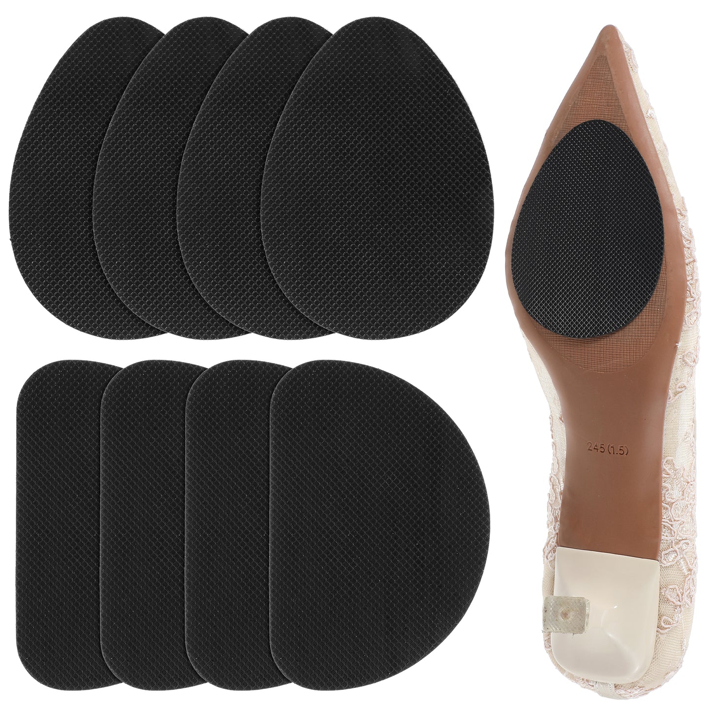 Giantree 4Pairs Shoe Sole Protectors Anti Slip Shoe Sole Grips, Self Adhesive Rubber Shoe Soles, Noise Reduction Sole Stick for Sneakers Heels Boots (Forefoot & Backfoot) (8)