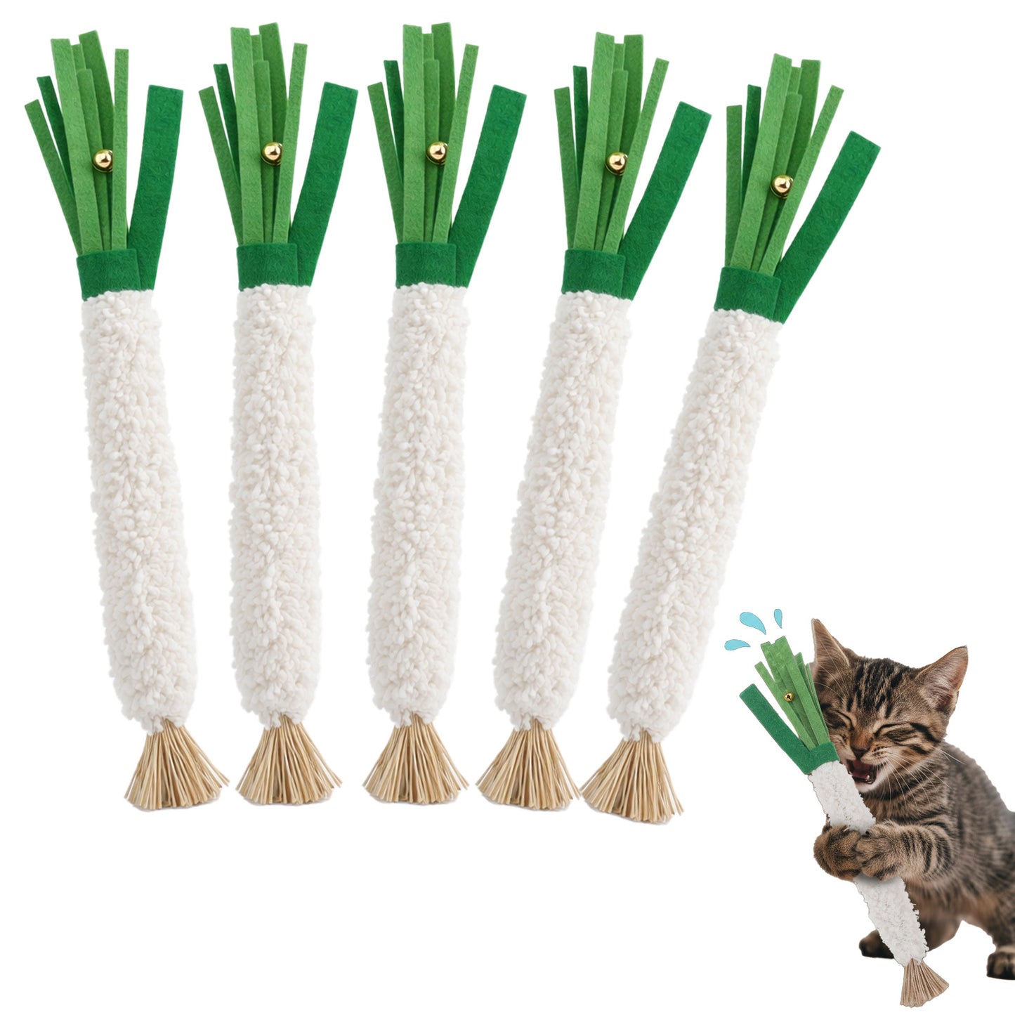 Molain 5 PCS Wood Knotweed Felt Chew Stick, Dental Care Cat Toy for Teeth Cleaning and Health Satisfies Chewing Instincts Safe and Long Lasting Teething