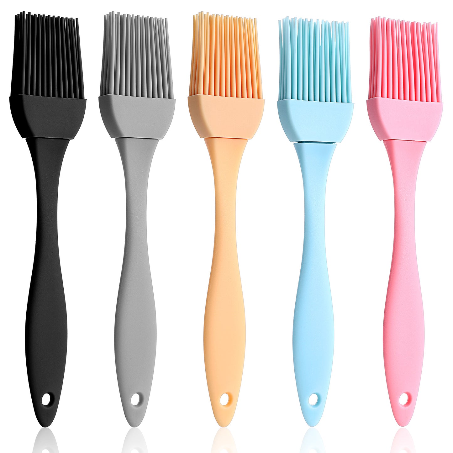Yuanchu Pastry Brushes Silicone, 5 Pcs Heat Resistant Silicone Brush Cooking 7" Silicone Pastry Brush Nonstick Egg Wash Brush for Kitchen Baking BBQ Grill Barbecue Stirring BPA Free Dishwasher Safe