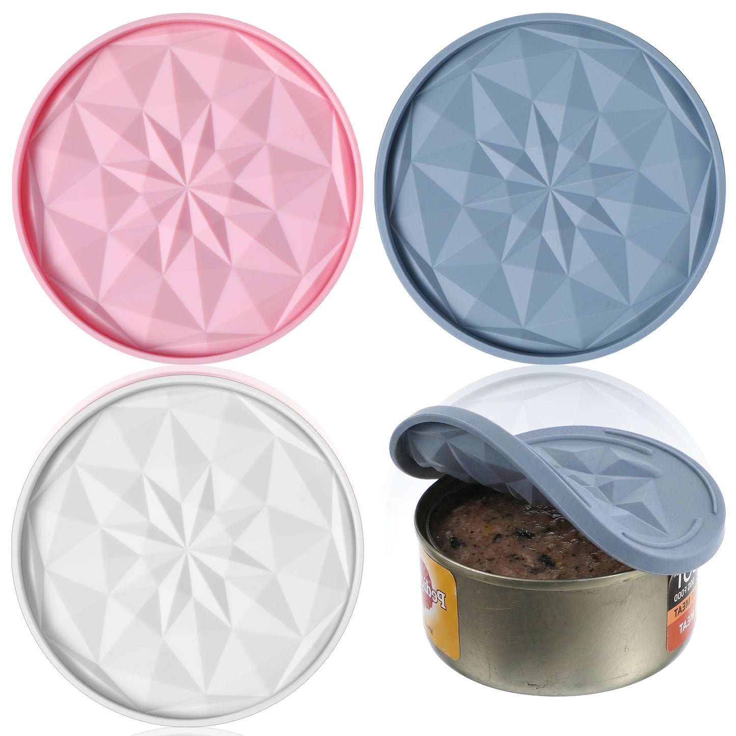 XLIUAX 3 Pack Yogurt Pot Lids, Silicone Milk Bottle Tops, 10cm Reusable Silicone Coasters for Yogurt Cream Pots Cup Lids, White, Gray, Pink