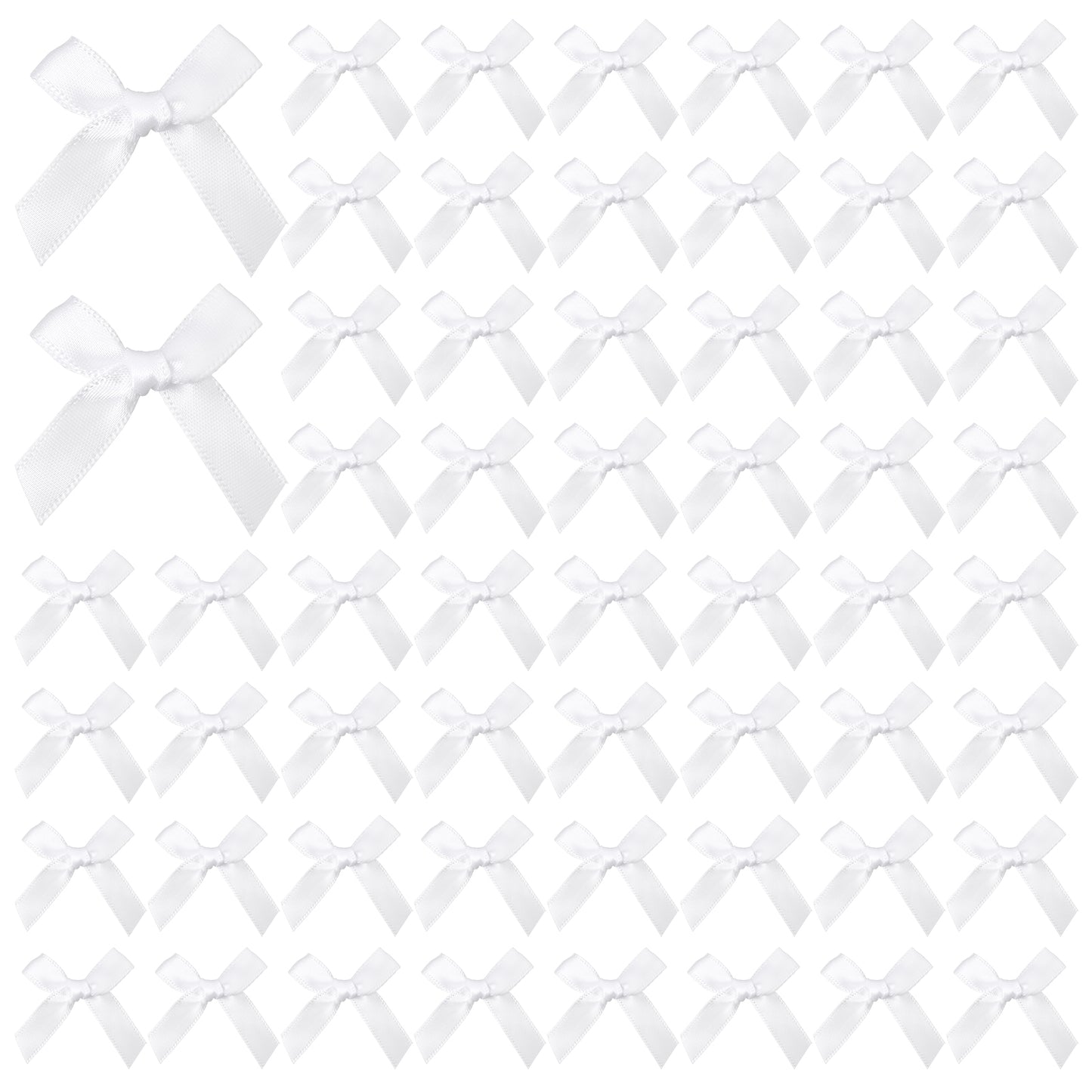 Giantree 100 Pcs Ribbon Bows, 1.57x0.4in Mini Satin Bows for DIY Crafts Wedding Decoration Card Making, Cute Small Bow for Sewing Scrapbooking Wedding Gift Wrapping Candy Bags Decoration(White)