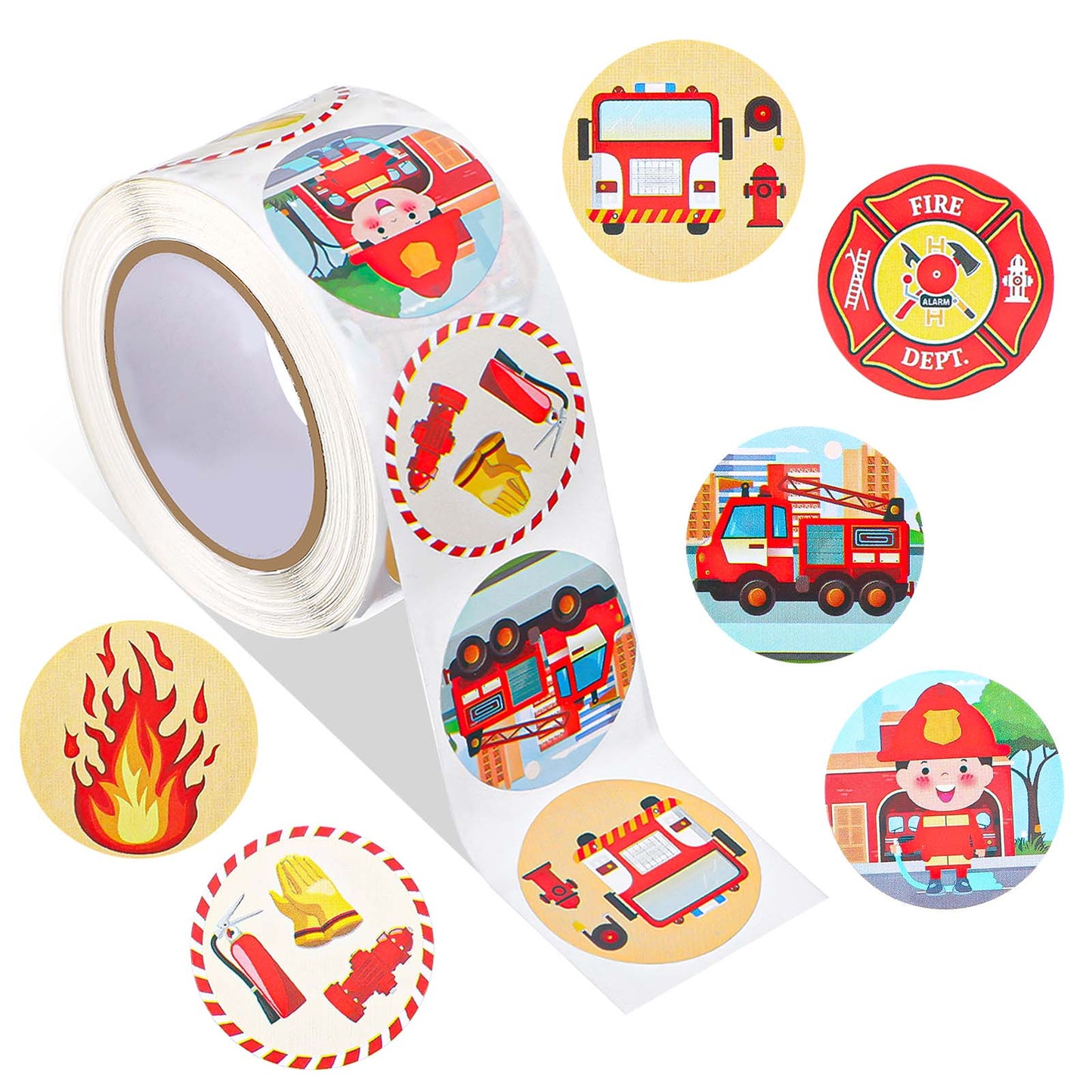 GEEHUA 500 Pcs Firefighter Stickers, Waterproof Fire Truck Stickers Fire Self-Adhesive Car Engine Vehicles Sticker Vinyl Waterproof Decals for Water Bottle Laptop DIY Craft Reward Incentives
