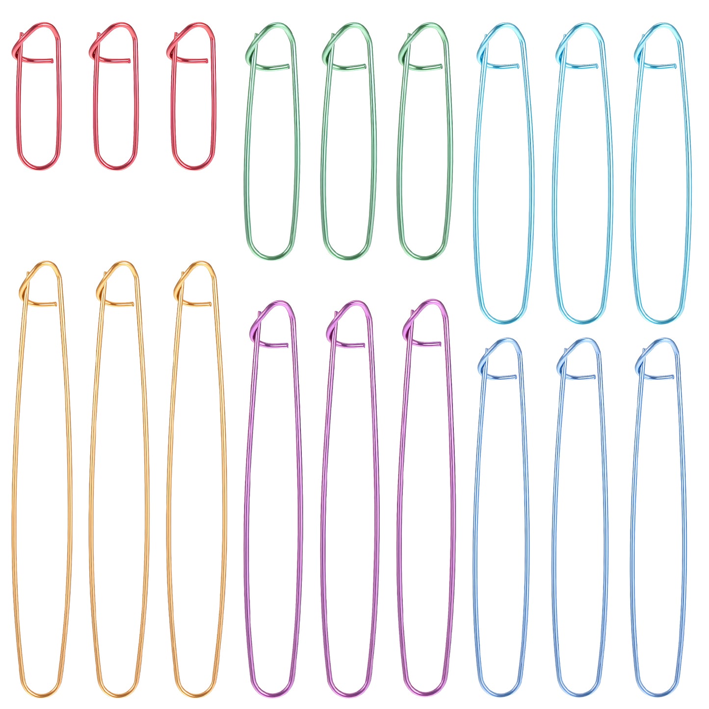Molain 18 Pcs Knitting Stitch Holders, Yarn Stitch Holder Stitch Colorful Aluminum Crochet Stitch Holders for Sewing Crocheting Supplies Tools Accessories