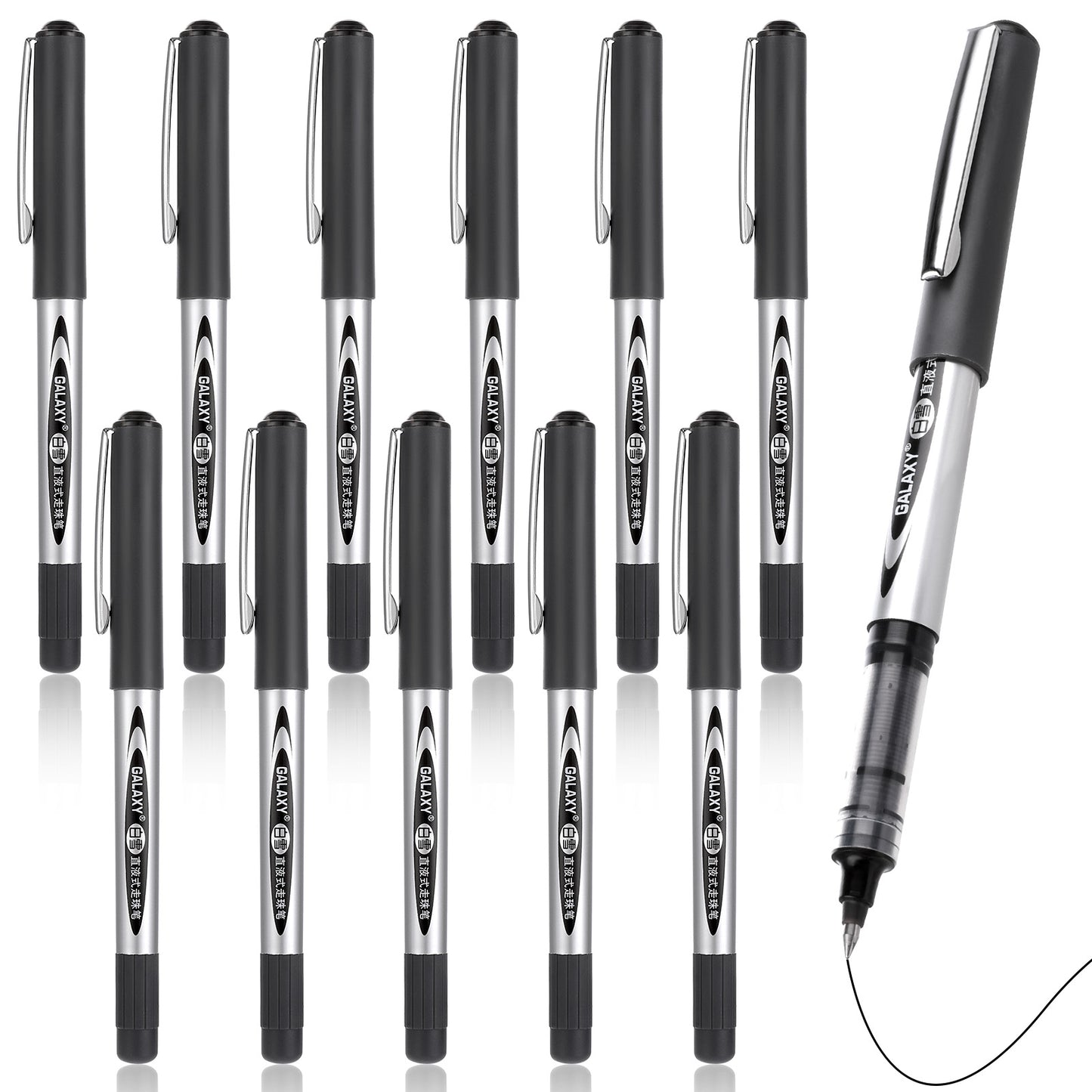 Cobee 12Pcs Black Ink Rollerball Pens, 0.5mm Quick Dry Gel Ink Pen Fine Point Writing Pen