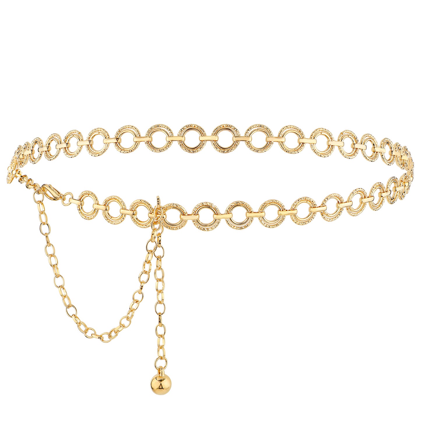 BOHUIZ Women's Metal Chain Belts, Gold O Ring Chain Belt Adjustable Boho Waist Chains Country Concert Outfit for Dress Jeans