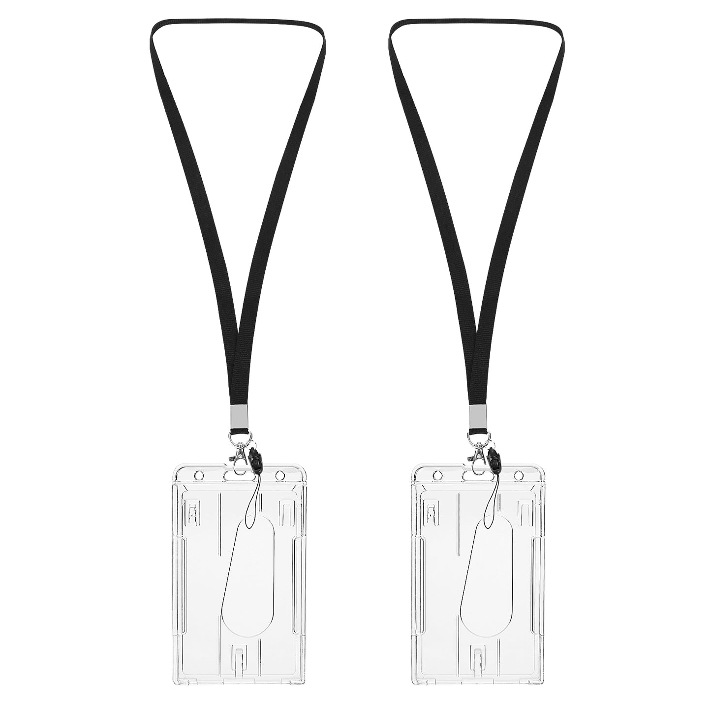 Molain ID Card Badge Holder, 2 Pieces Clear Badge Holders Hard Plastic Card Holder ID Credit Card Protector with Thumb Slot (Basic)