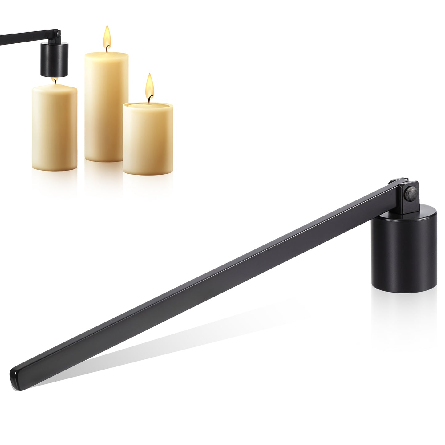 TIESOME Candle Snuffer, Candle Snuffer with Long Handle Black Stainless Steel Extinguisher for Safely Putting Out Wick Flame