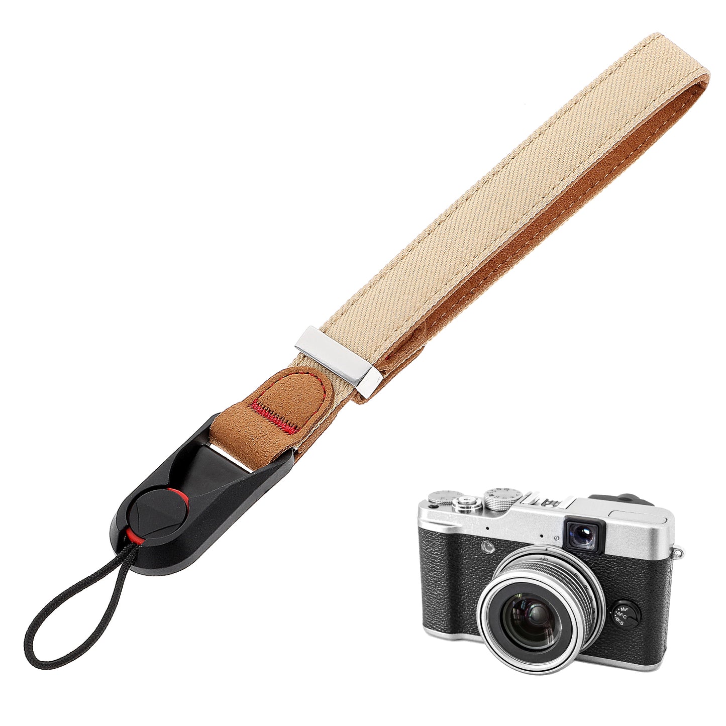 Yuanchu Removable Cuff Camera Wrist Strap, Portable Camera Wristband Detachable SLR Wristband Quick Fit Camera Wristband Set Denim Wrist Strap(cream)