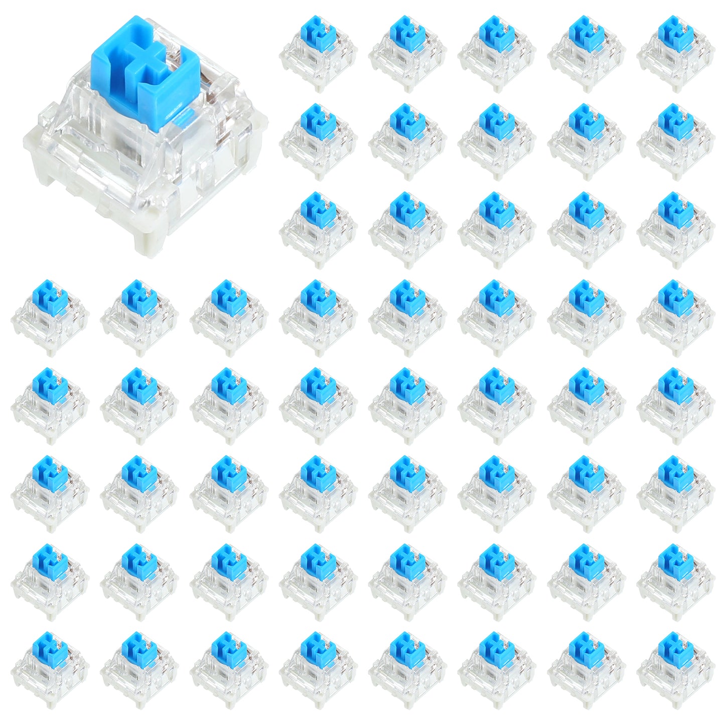Cobee 54 Pcs Mechanical Keyboard Switches, Dustproof Gaming Keyboard Clicker 3 Pin Tactile Keyboards Switch Replacement Transparent Cover Blue Keyboards Tactile Response Mechanical Switch