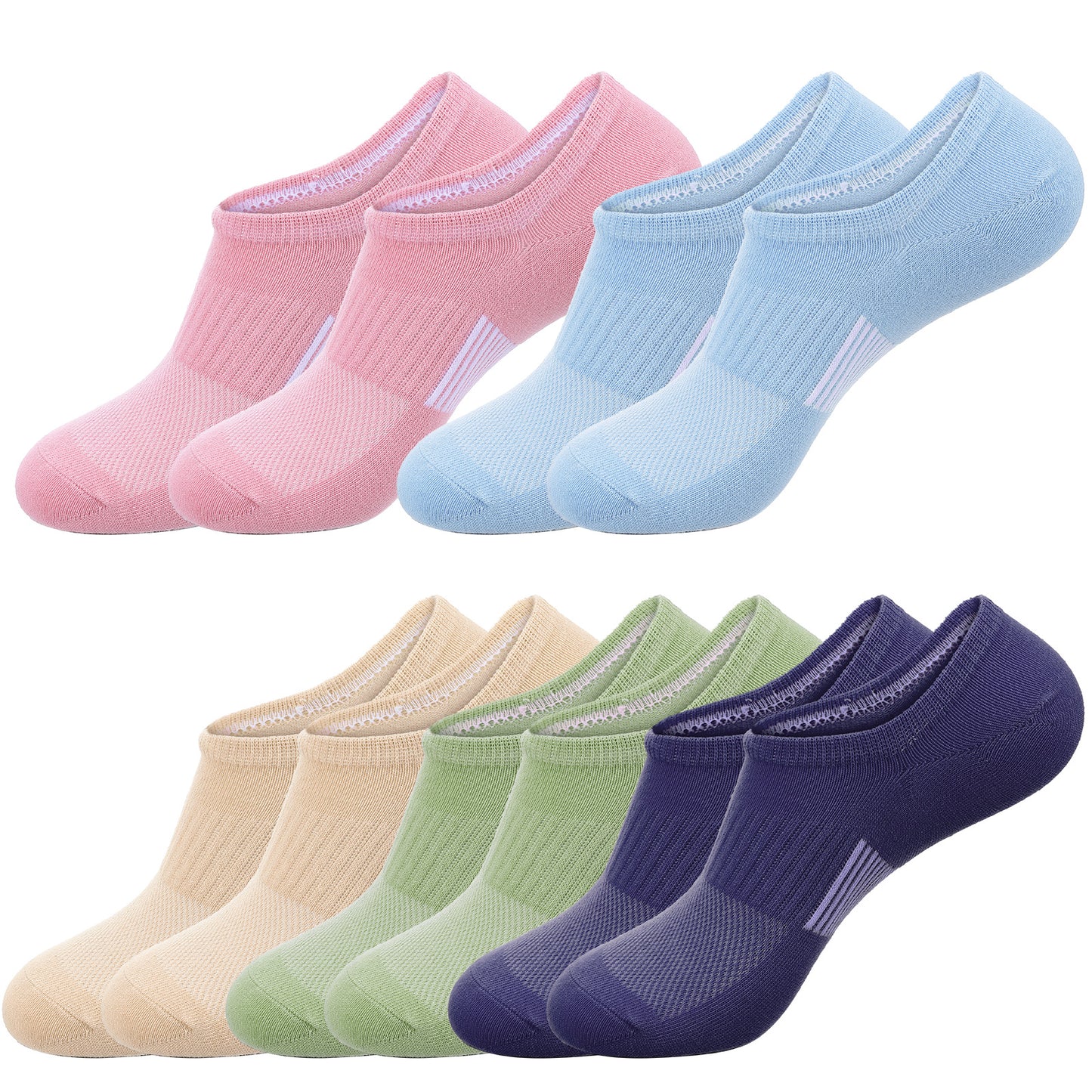 Molain 5 Pairs No Show Socks Womens, Low Cut Socks Non Slip Athletic Hidden Liner for Sneakers Arch Support Ankle Invisible