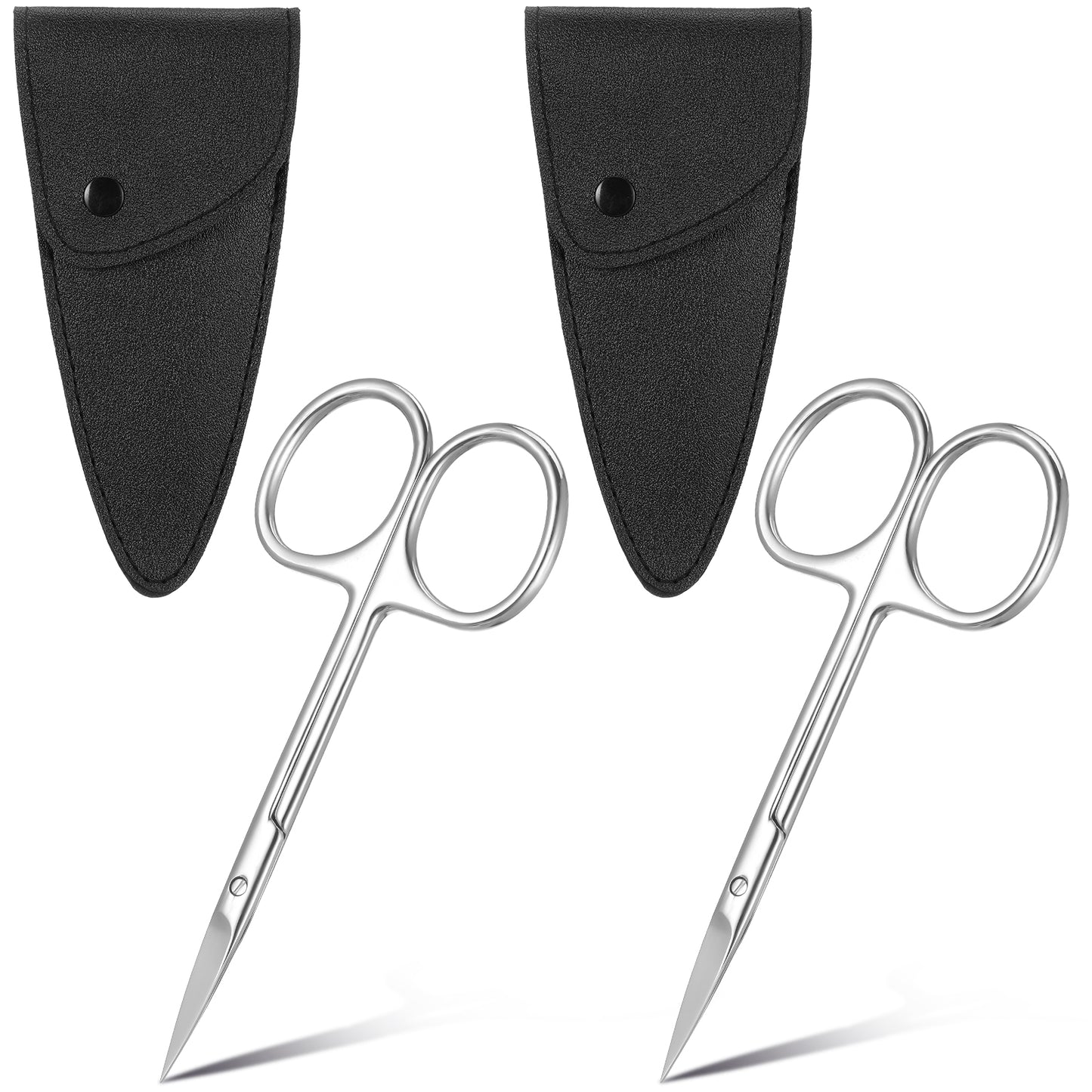 Yuanchu 2 Pack Small Facial Hair Scissors, Cuticle Scissors Stainless Steel Hair Cutting Scissors Curved and Stright Manicure Scissors Small Sharp Scissors for Eyebrow Beard Eyelashes Nail Trimming