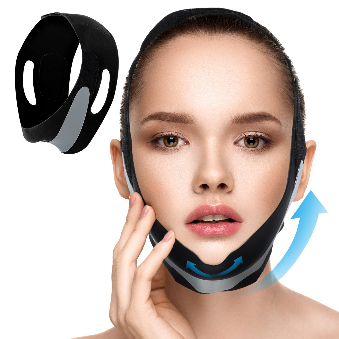 Yuanchu V Line Lifting Mask, Reusable V Line Face Strap V Line Lifting Face Mask Face Lifting Strap Jaw Exerciser Soft Chin Strap for Women(Black)
