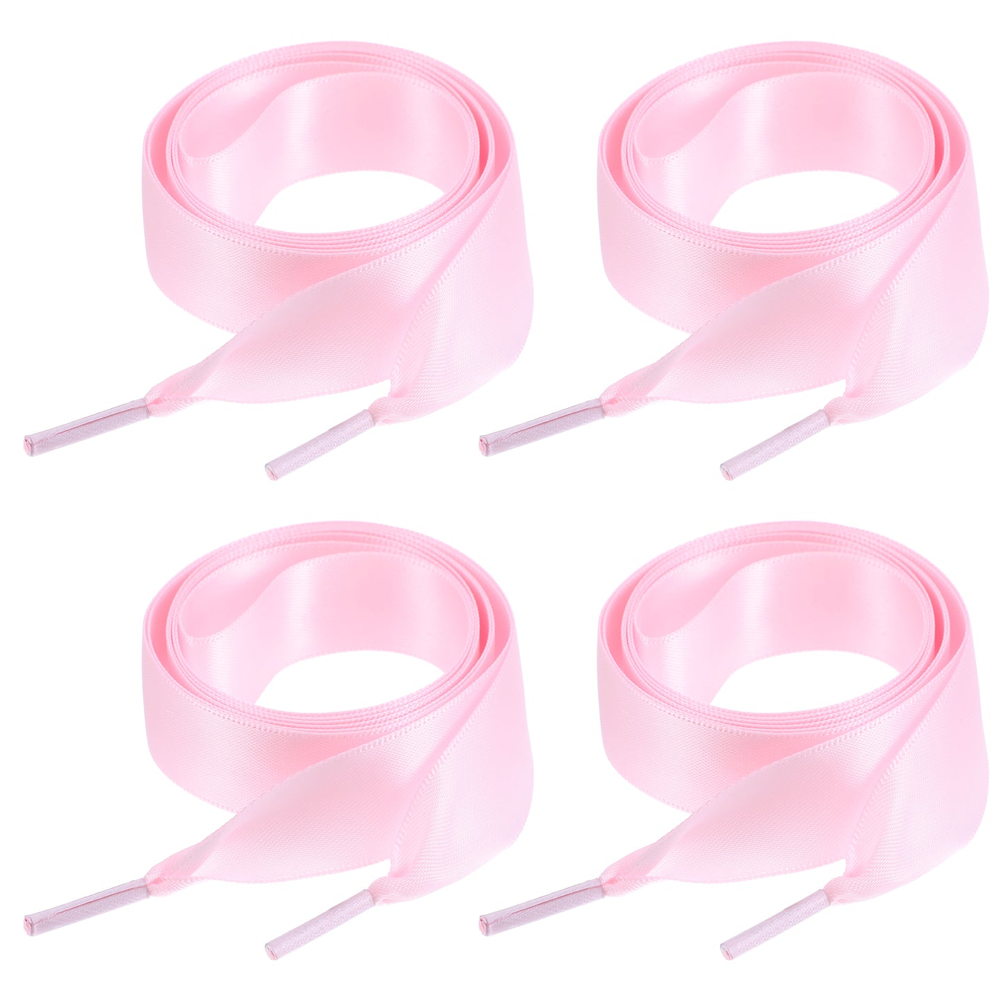 AOZUO 2 Pairs Ribbon Shoe Laces, Flat Satin Shoelaces Soft Silk Shoestrings Shoe Ties for Sneaker Skate Boots(Pink)