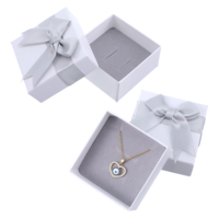 Giantree 2Pcs Small Gift Boxes, 7x7x3.5cm Kraft Jewellery Gift Box, with Grey Bow-Knot Ring Earrings Necklace Gift Box with Lid Small Paper Boxes for Gifts Presents (White)