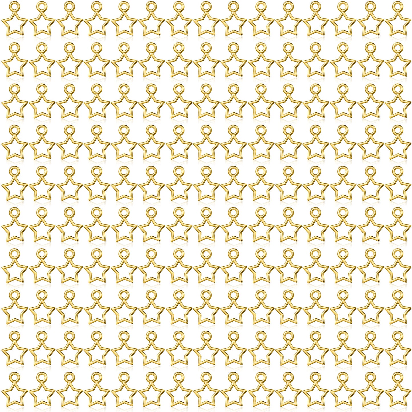 JIEYAO 150 Pcs Gold Star Charms, Hollow Mini Star Dangle Charm Metal Pendant Charms for DIY Jewelry Making Bracelet Necklace Earring Keychain Craft Accessories