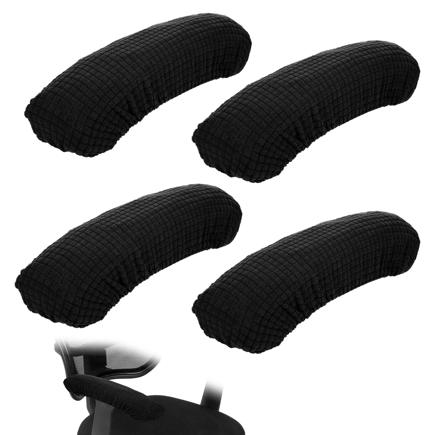 XLIUAX 4 Pcs Office Chair Arm Covers, Chair Arm Covers Desk Chairs Arms Cover Elastic Chairs Armrest Cover Armrest Protector Washable Rest Slipcovers Stretch Arms Rest Slipcovers for hand(Black)