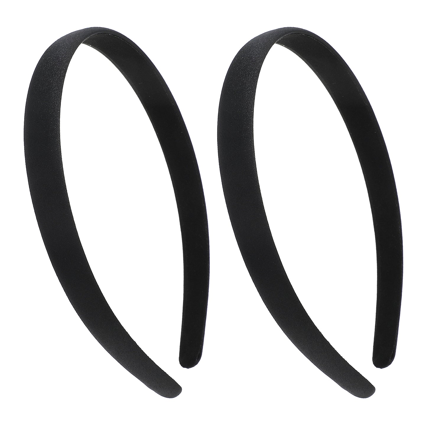 LIQWEI 2 Pcs Thin Black Headband, 1.5 Cm Non-Slip Plain Hair Bands Fabric Covered Headbands, Padded Craft Headbands For Cosplay Holiday Women Hair Pieces Accessories