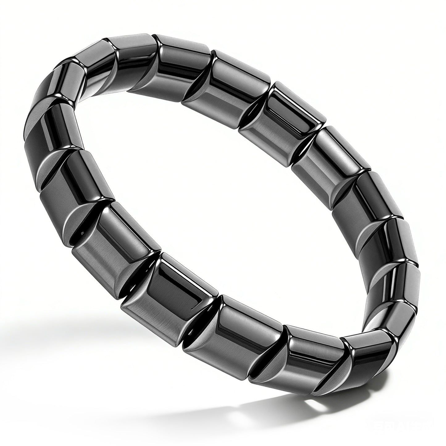 DOPENSPI Hematite Bracelet for Men, Stylish Hematite Bracelet Adjustable Elastic Bracelets Black Stone Bead Wristband Gift for Husband Dad Boyfriend