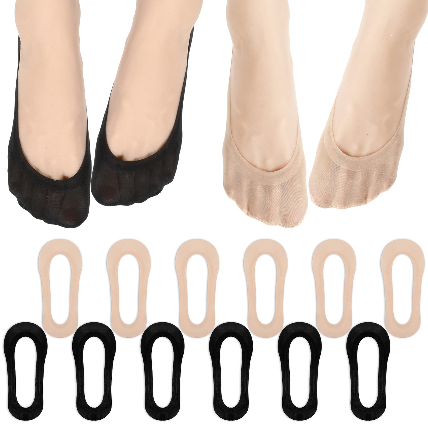 TIESOME 6 Pairs No Show Socks Women, Ultra Low Cut Non Slip Thin Liner Socks Invisible Hidden Socks for Flats