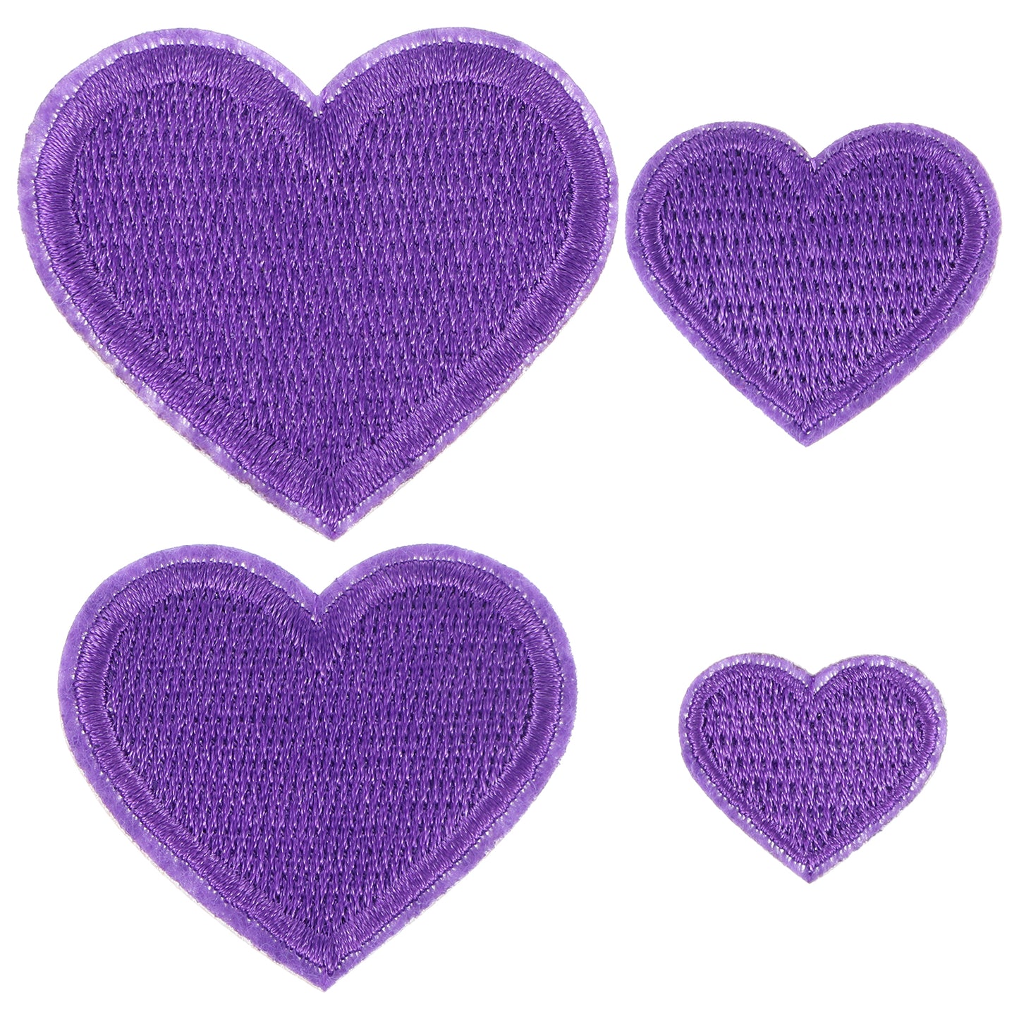 XLIUAX 40 Pcs Heart Iron On Patches, Iron On Heart Patches Hearts Patch Mini Sew-on Embroidered Patch for Clothing Jackets Backpacks Jeans Hats Applique Four Sizes(Purple)