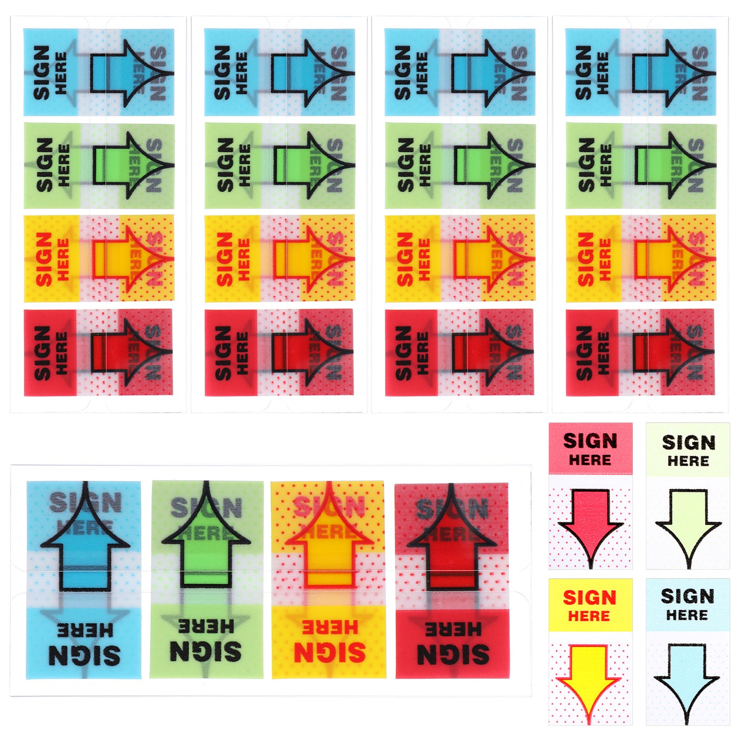 GEEHUA 500 Pcs Sign Here Stickers, Adhesive Sign Here Tabs Flags Sticky Signature Arrow Labels Stickers Message Colors Arrow Flags for Documents Notebooks Home Office Supplies