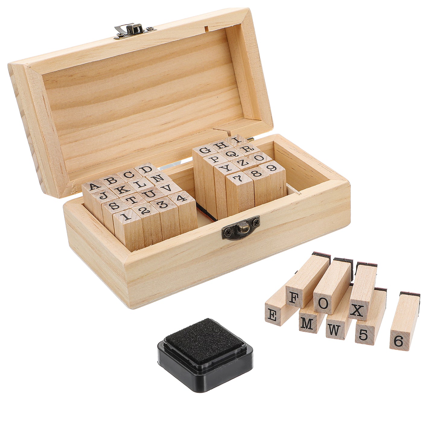 TIESOME 36 Pcs Letter Number Stamps, Wooden Rubber Stamps Kit Vintage Alphabet Letter Number Set with Storage Box Craft Ink Stamp Stamper Seal for Scrapbooking Envelope Card Making
