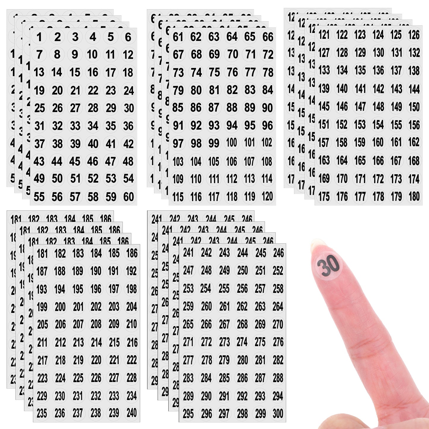 TIESOME 20 Sheets Tiny Number Stickers, Round Clear Consecutive Number Stickers, Small Self Adhesive Numbers Labels for Inventory, Storage Boxes & Bins, White Background Black Print, Paper