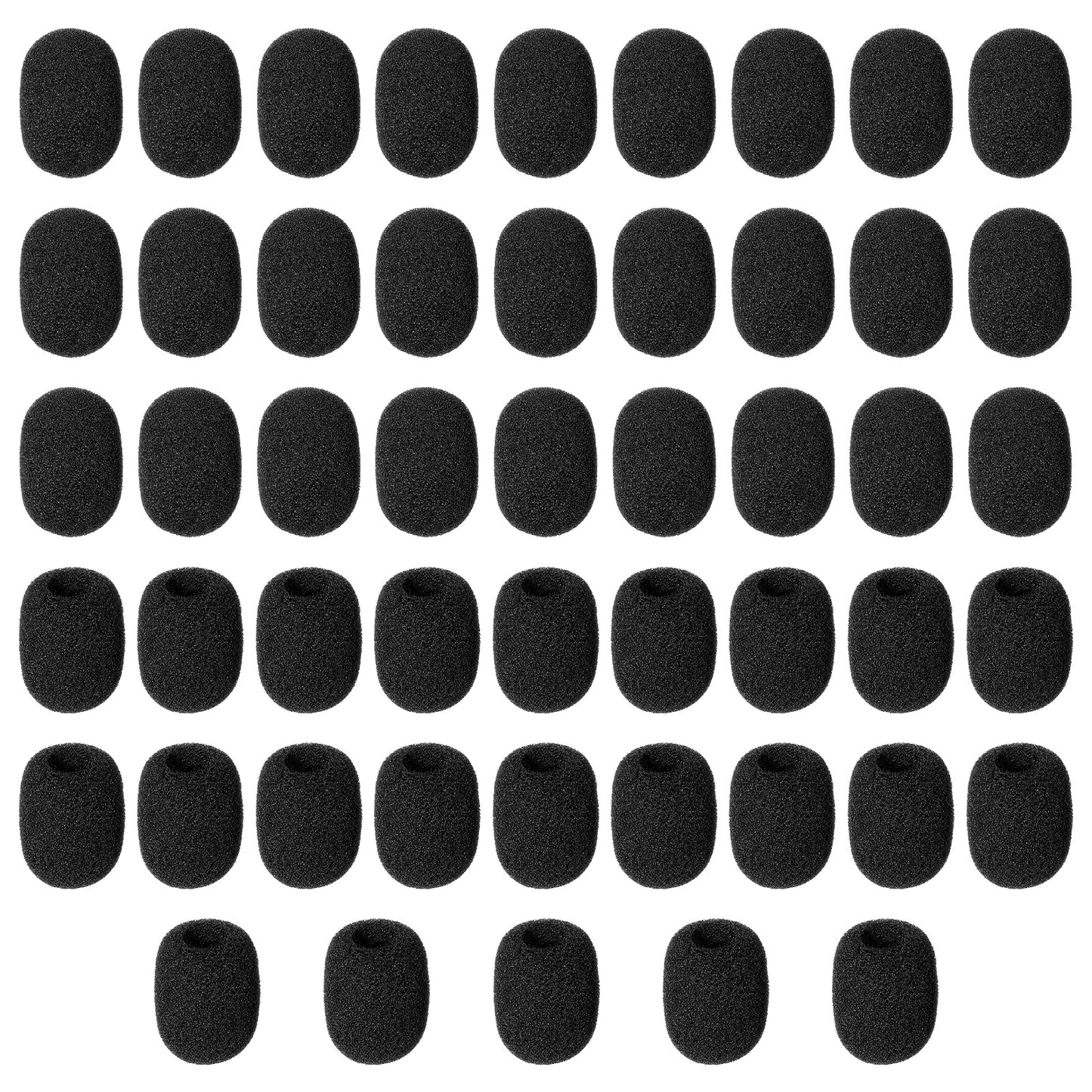 SULIKJHUI 50 Pcs Headset Mic Foam Cover, Microphone Foam Overs, Microphone Foams Covers for Lavalier & Headset Microphones, Noise Reduction Sponge Material, Black