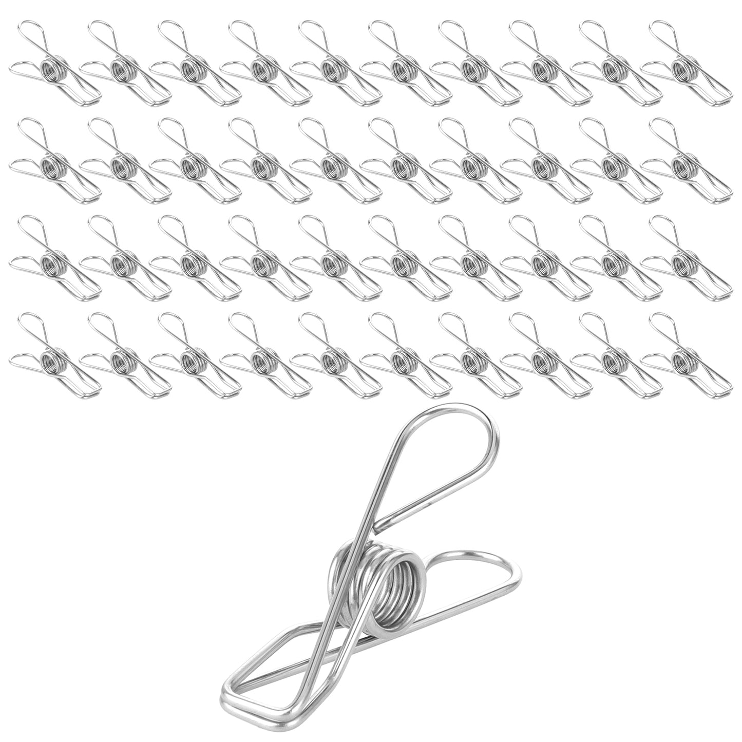 40 Pcs Stainless Steel Clothes Laundry Pegs, Clothes Pegs Chip Clips, Long-lasting Strong-Grip Metal Laundry Clips, Strong Grip Washing Line Pegs for Washing Line, Snack Bags, Socks, Office(5.2CM)