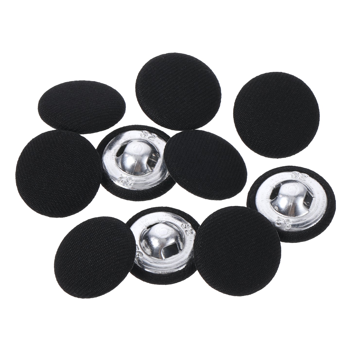 Jeffdad 20mm Fabric Covered Black Buttons, Round Covered Metal Shank Sewing Buttons Vintage Covered Cloth Button for Suits Jacket Dress Blouses(10)